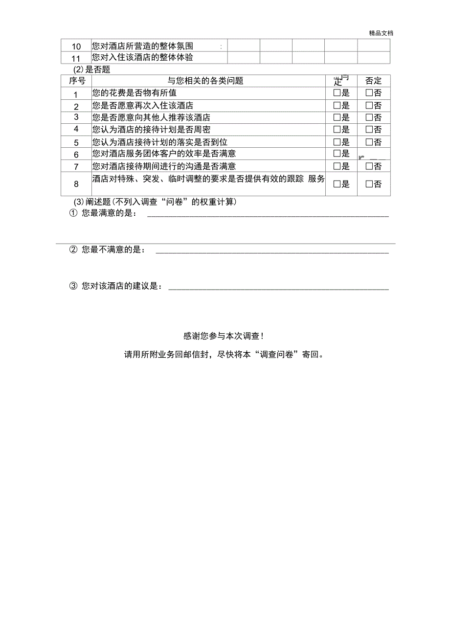 酒店顾客满意度调查表_第3页