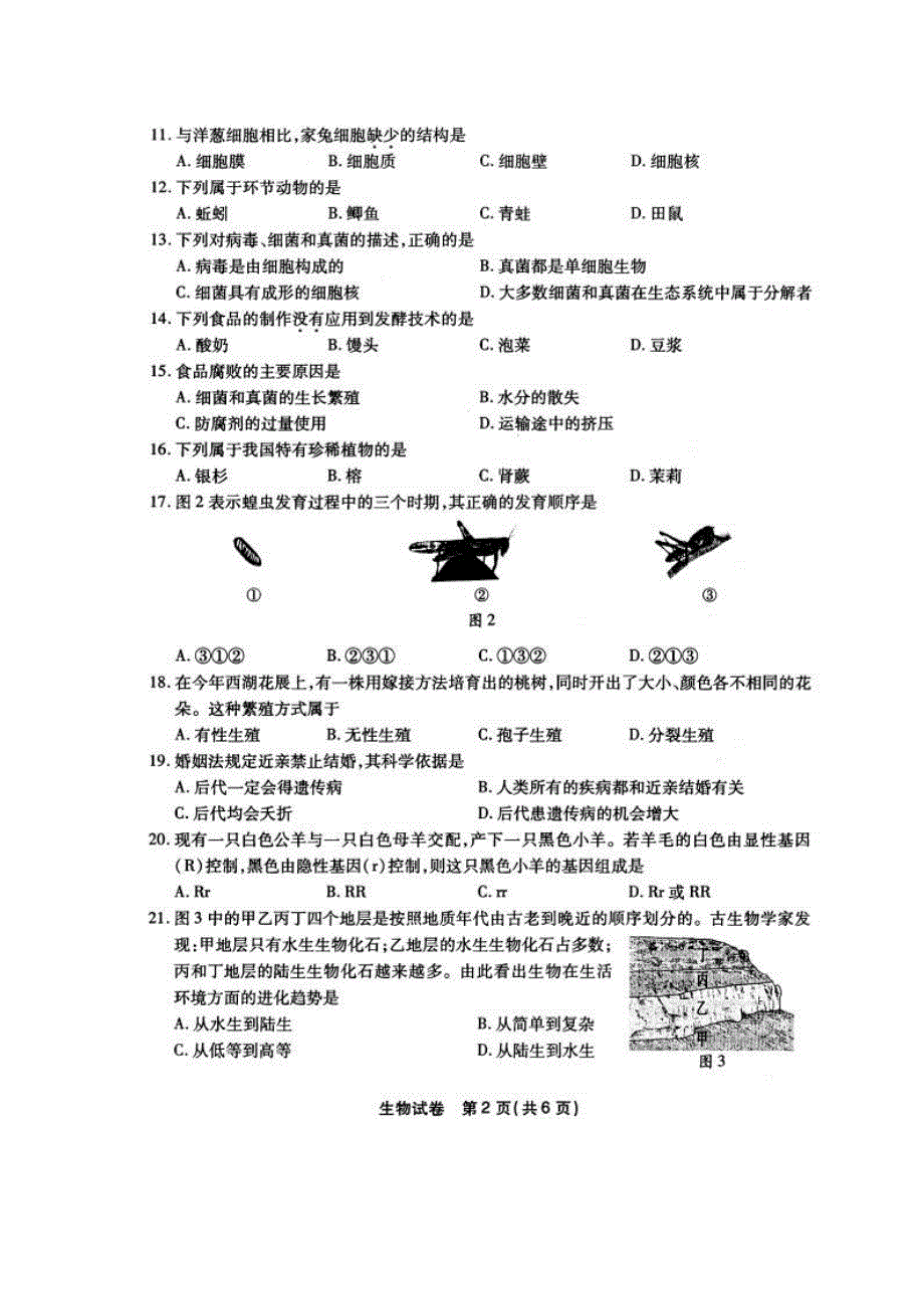 初中生物会考试题及答案自己整理的_第5页