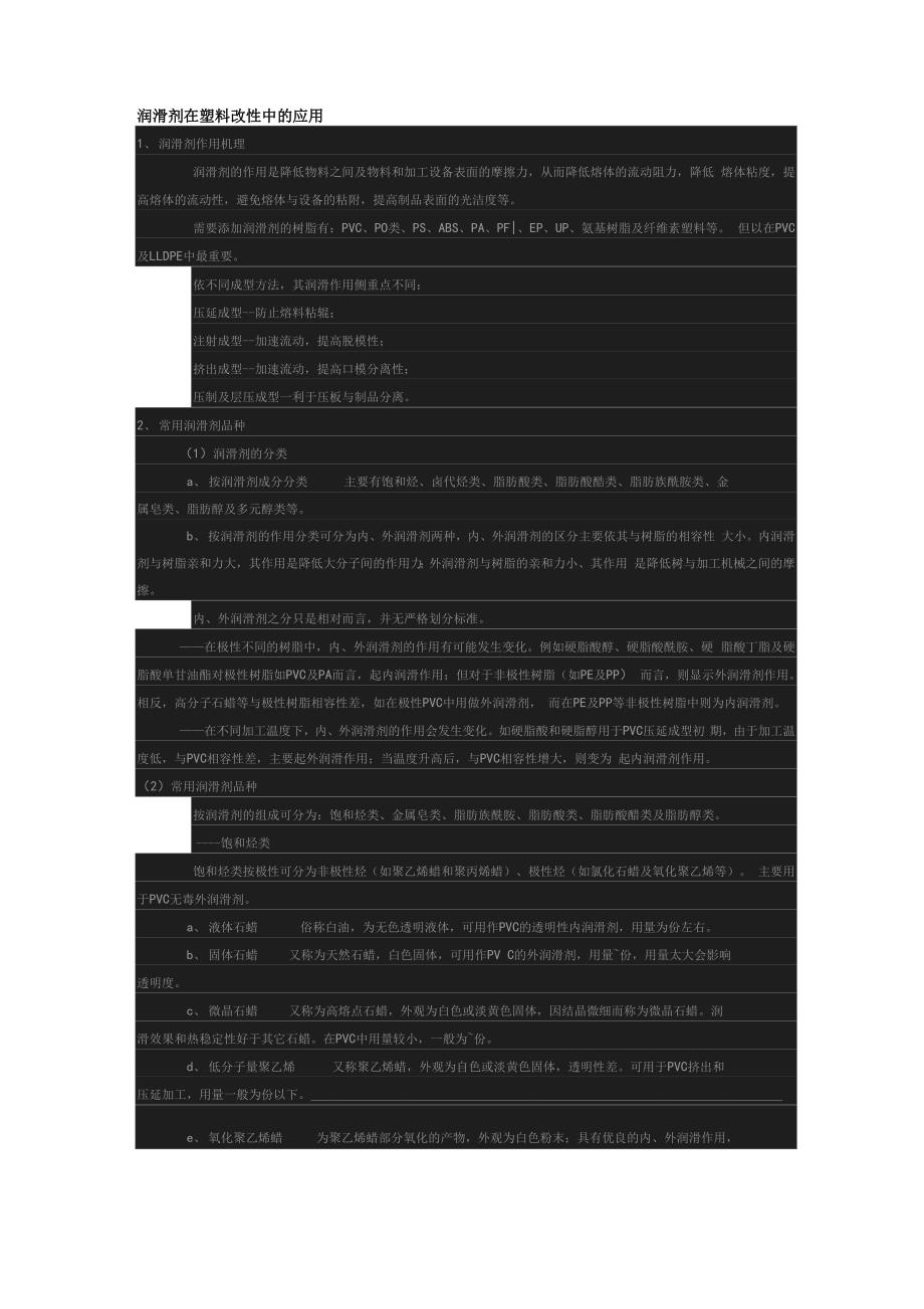 润滑剂在塑料改性中的应用_第1页