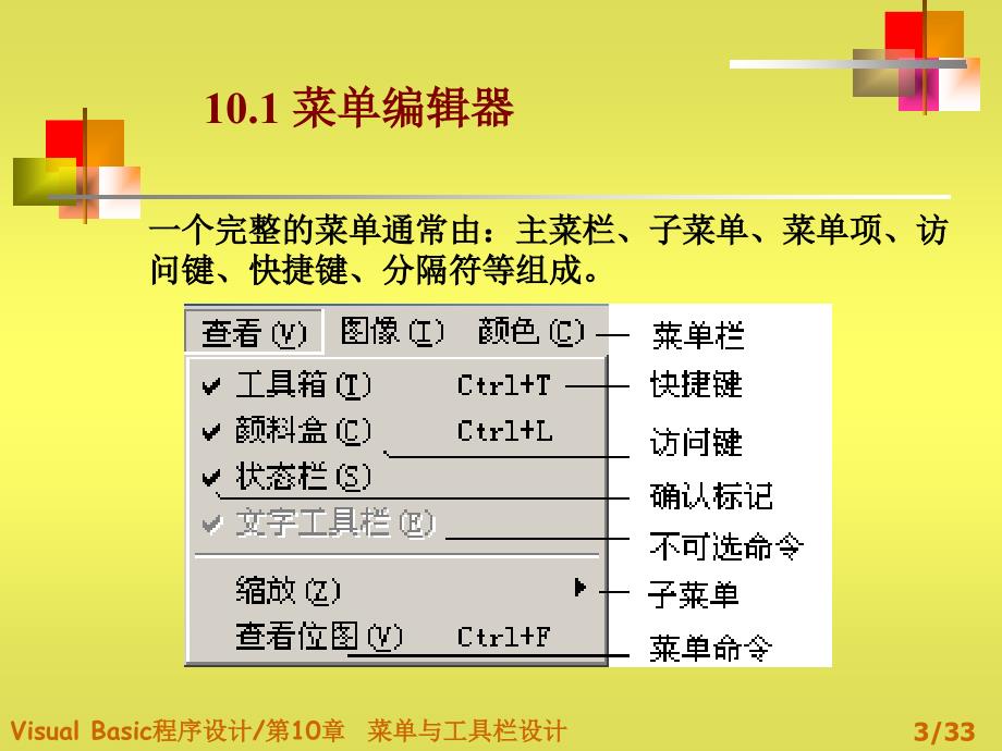 VisualBasic程序设计菜单与工具栏设计课件_第3页