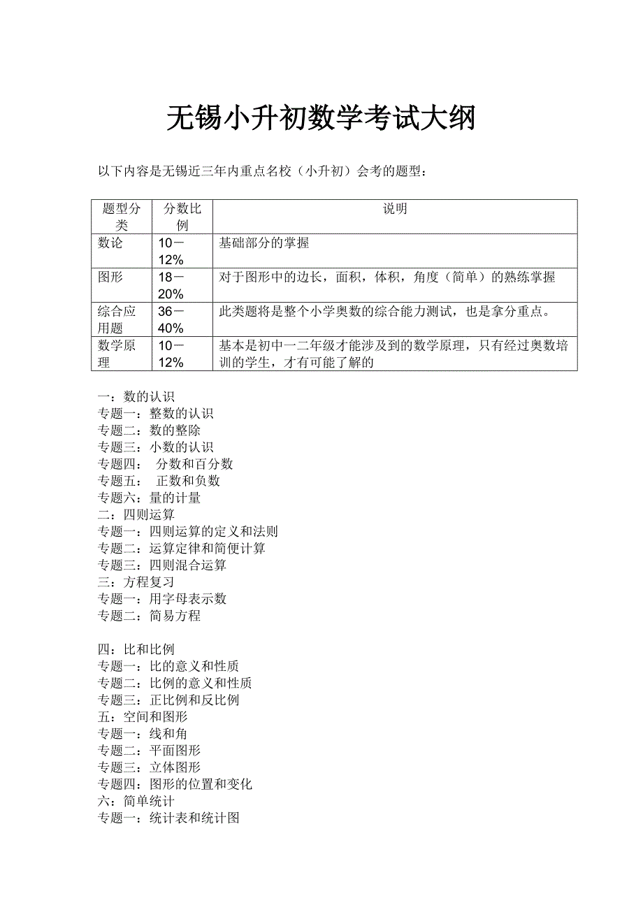 无锡小升初数学考试大纲_第1页