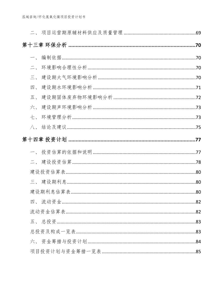 怀化氢氧化镍项目投资计划书（参考模板）_第5页