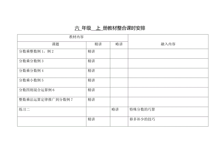 内容整合表格(六数学上)_第1页