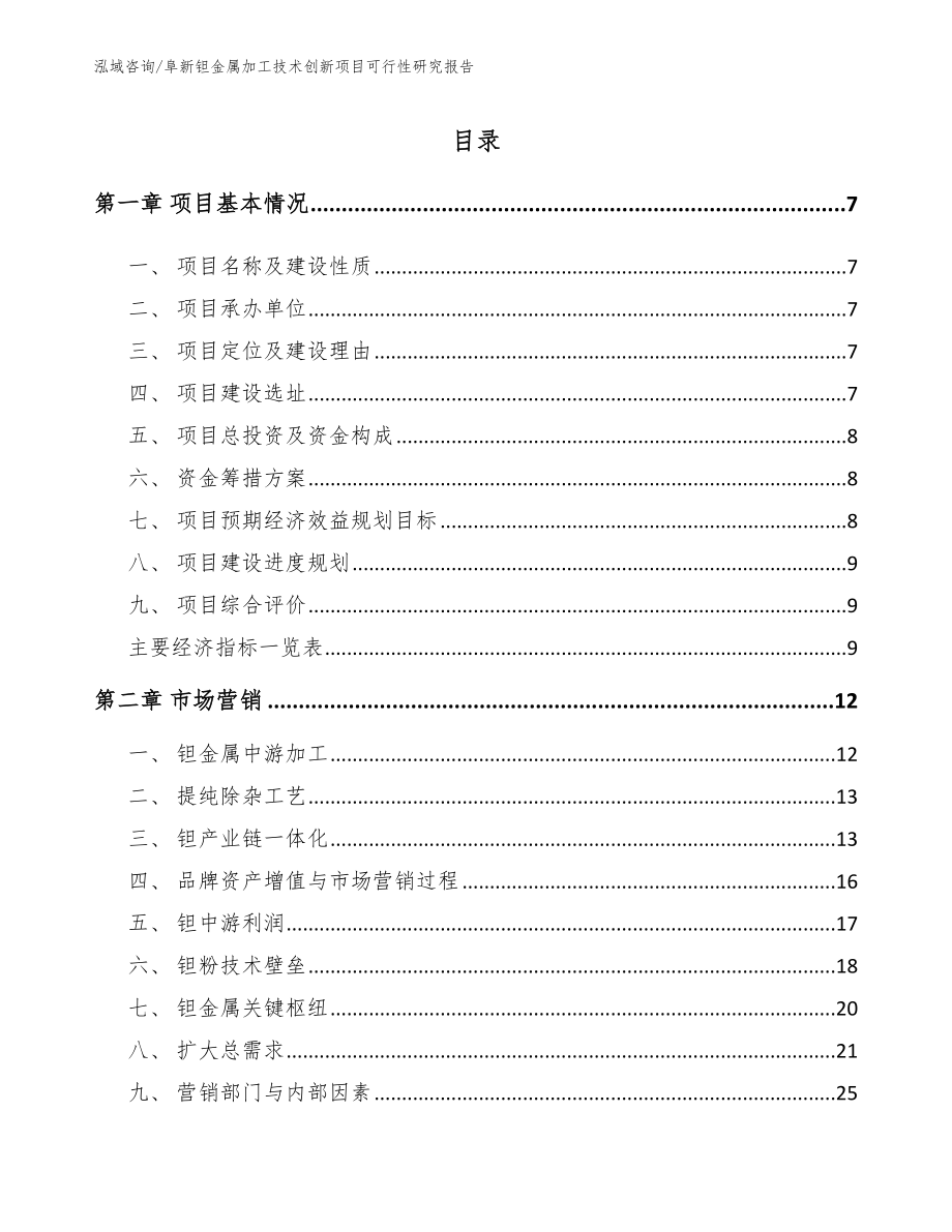 阜新钽金属加工技术创新项目可行性研究报告_参考模板_第2页