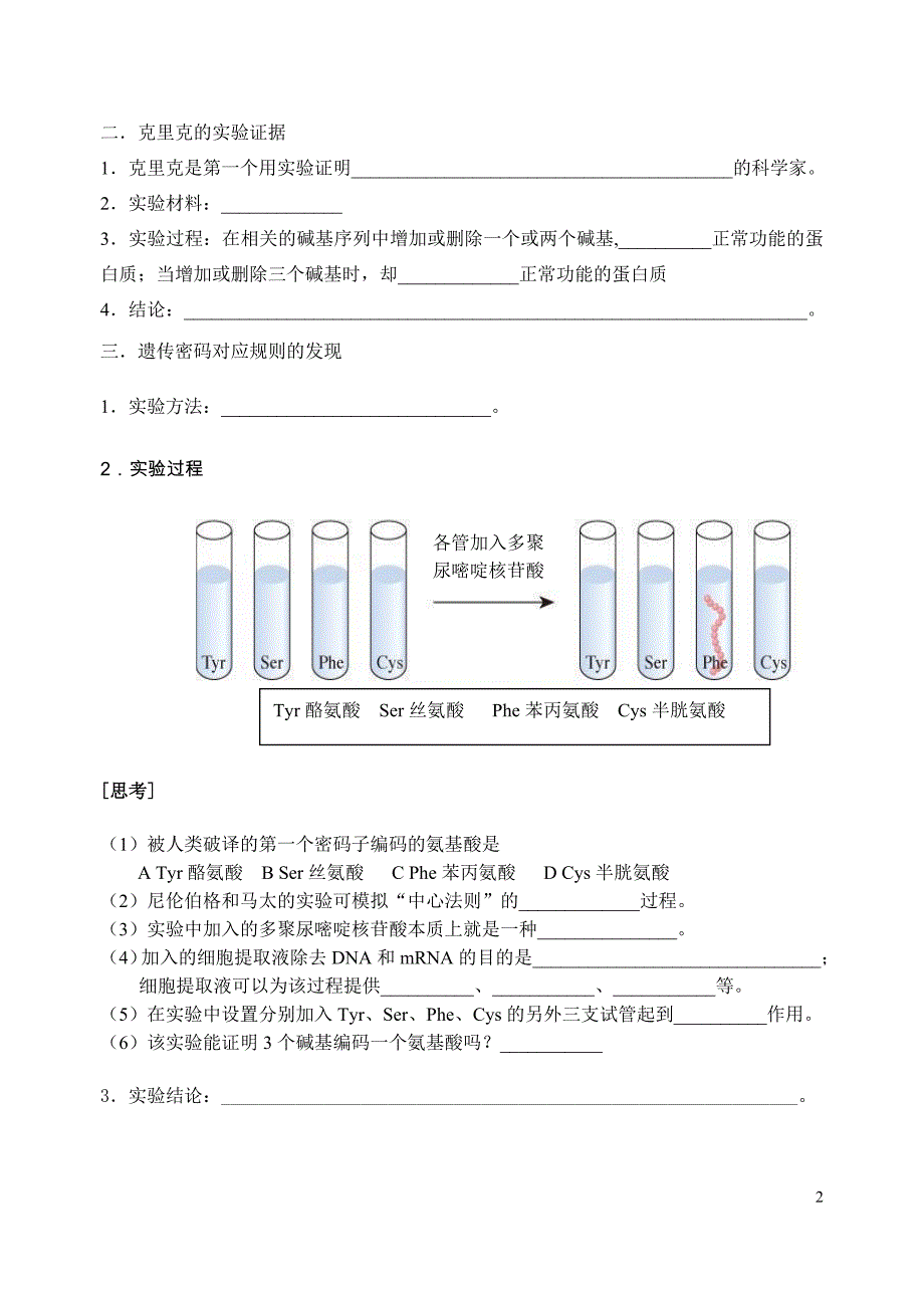 高中生物遗传密码的破译学案1新人教版必修2_第2页