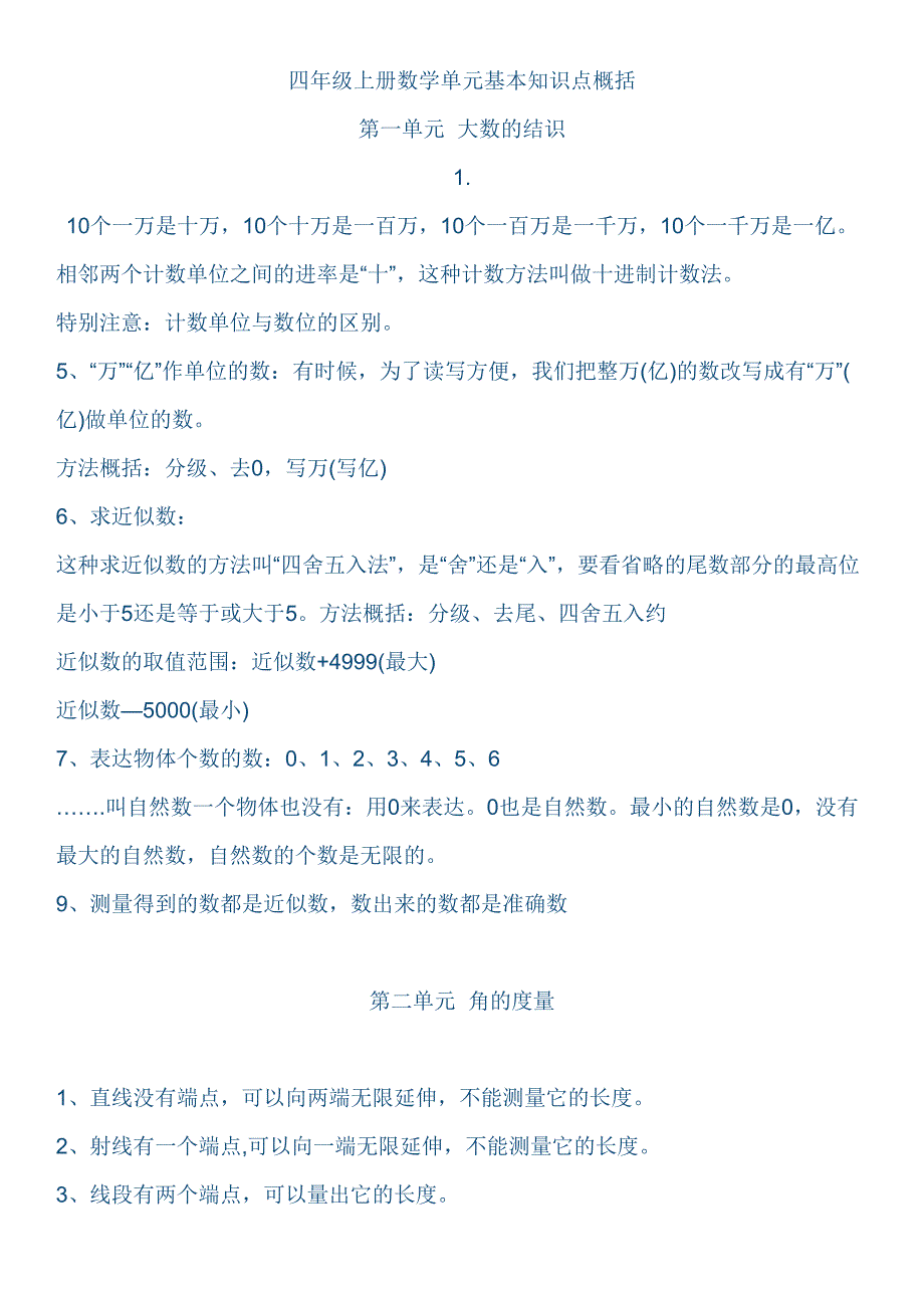 2023年人教版小学数学四年级上册知识点归纳.docx_第1页