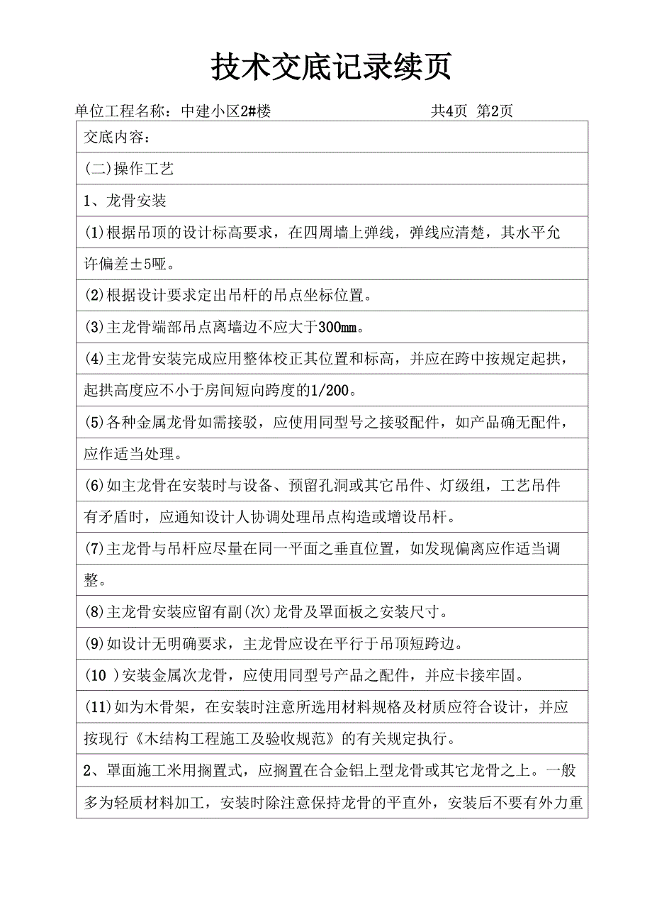 技术交底记录吊顶工程共5页_第2页