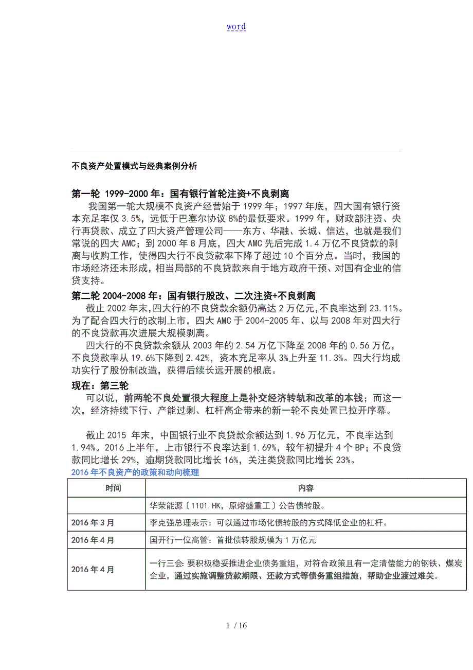 不良资产处置模式及经典案例分析报告_第1页