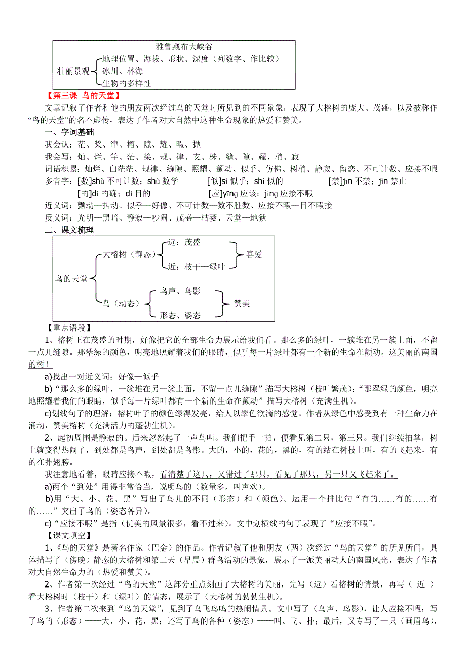 语文四年级上册第一单元知识点整理_第2页