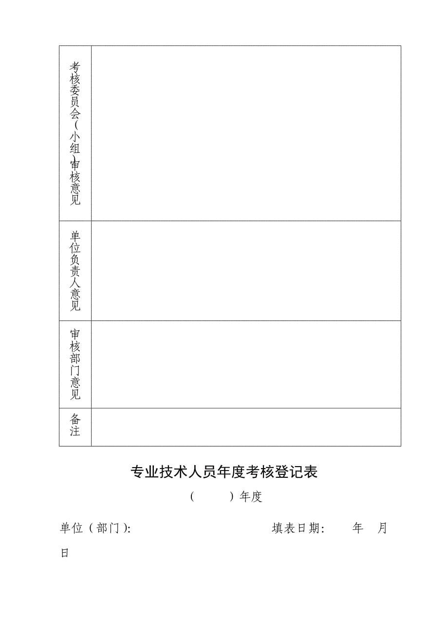 事业单位人员考核表(管理、工勤、专业技术)16K纸张_第5页