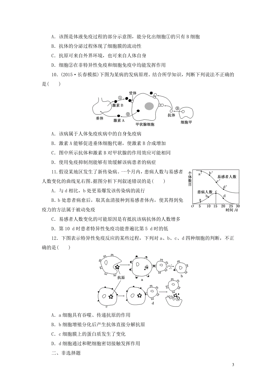 2016届高三生物一轮复习第一单元第四讲免疫调节课时跟踪检测新人教版必修3_第3页