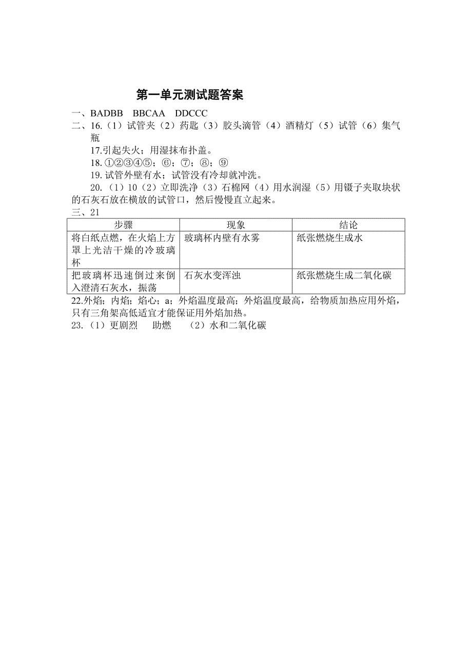 初三化学第一单元单元测试题及答案 （精选可编辑）.DOCX_第5页