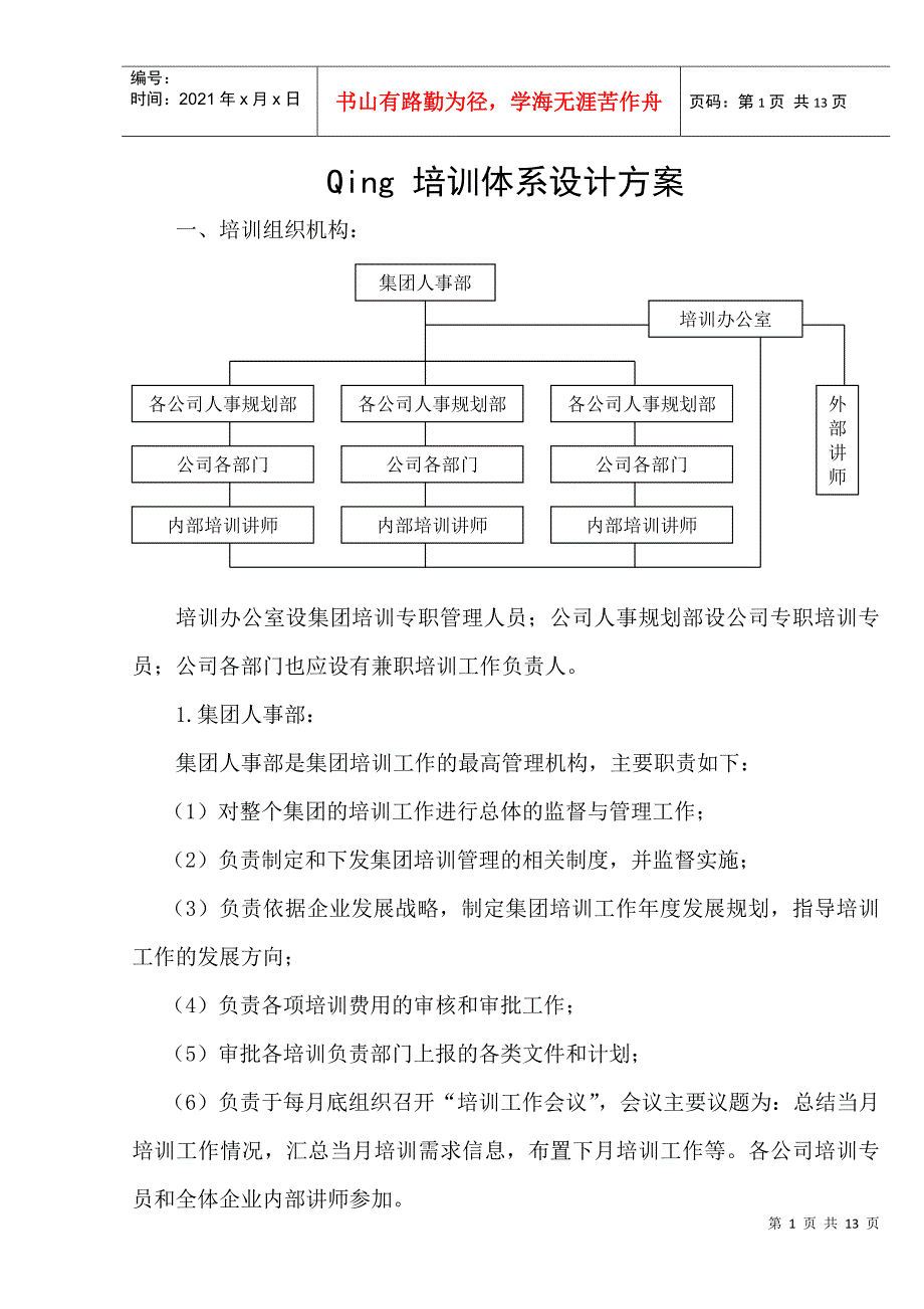 公司培训体系设计方案_第1页