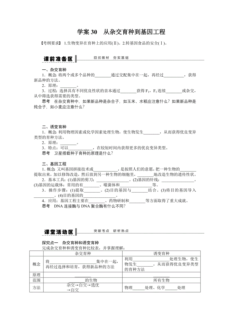 学案30从杂交育种到基因工程_第1页