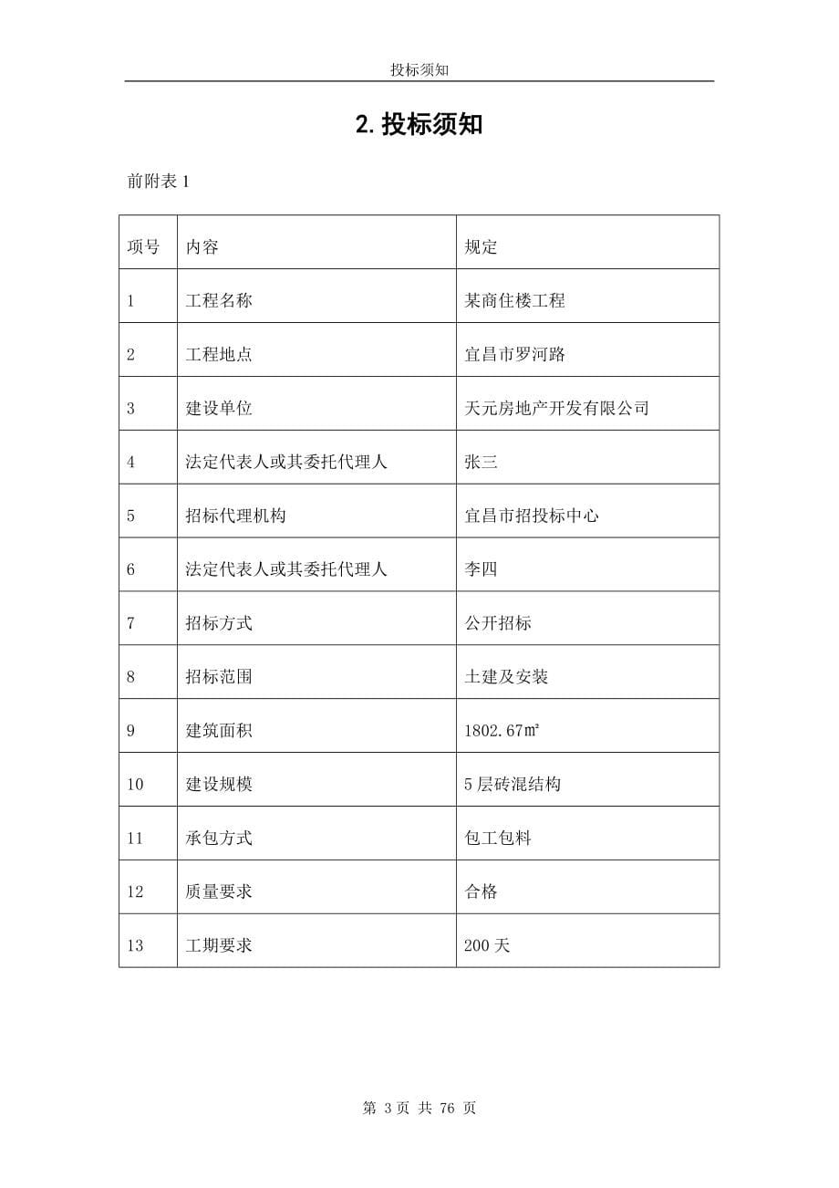 某商住楼工程招标文件与标底编制_第5页