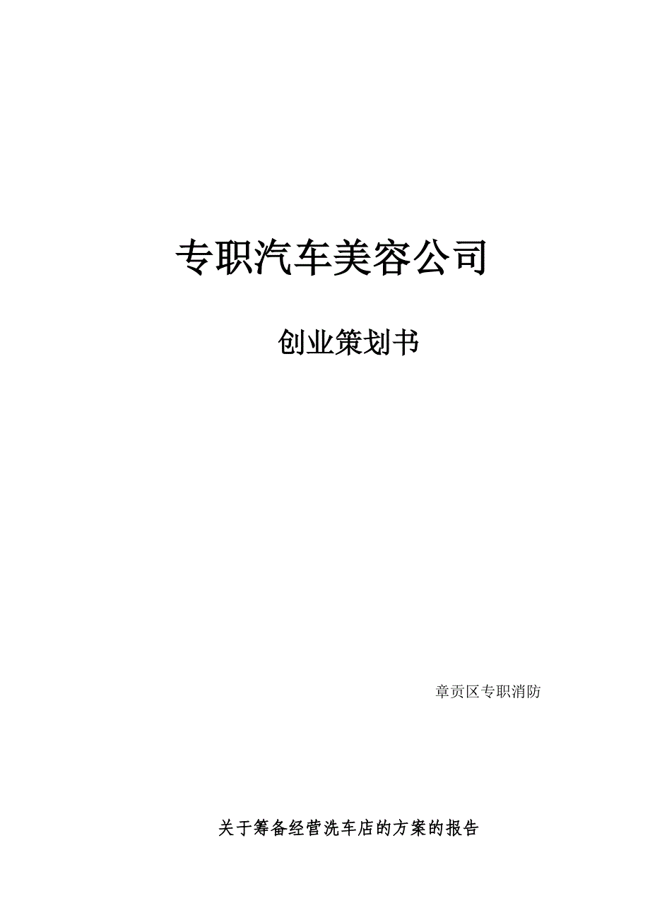 专职汽车美容公司创业策划书_第1页