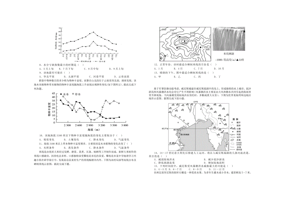 辽宁省瓦房店市实验高级中学2020届高三地理下学期综合复习检测题_第2页