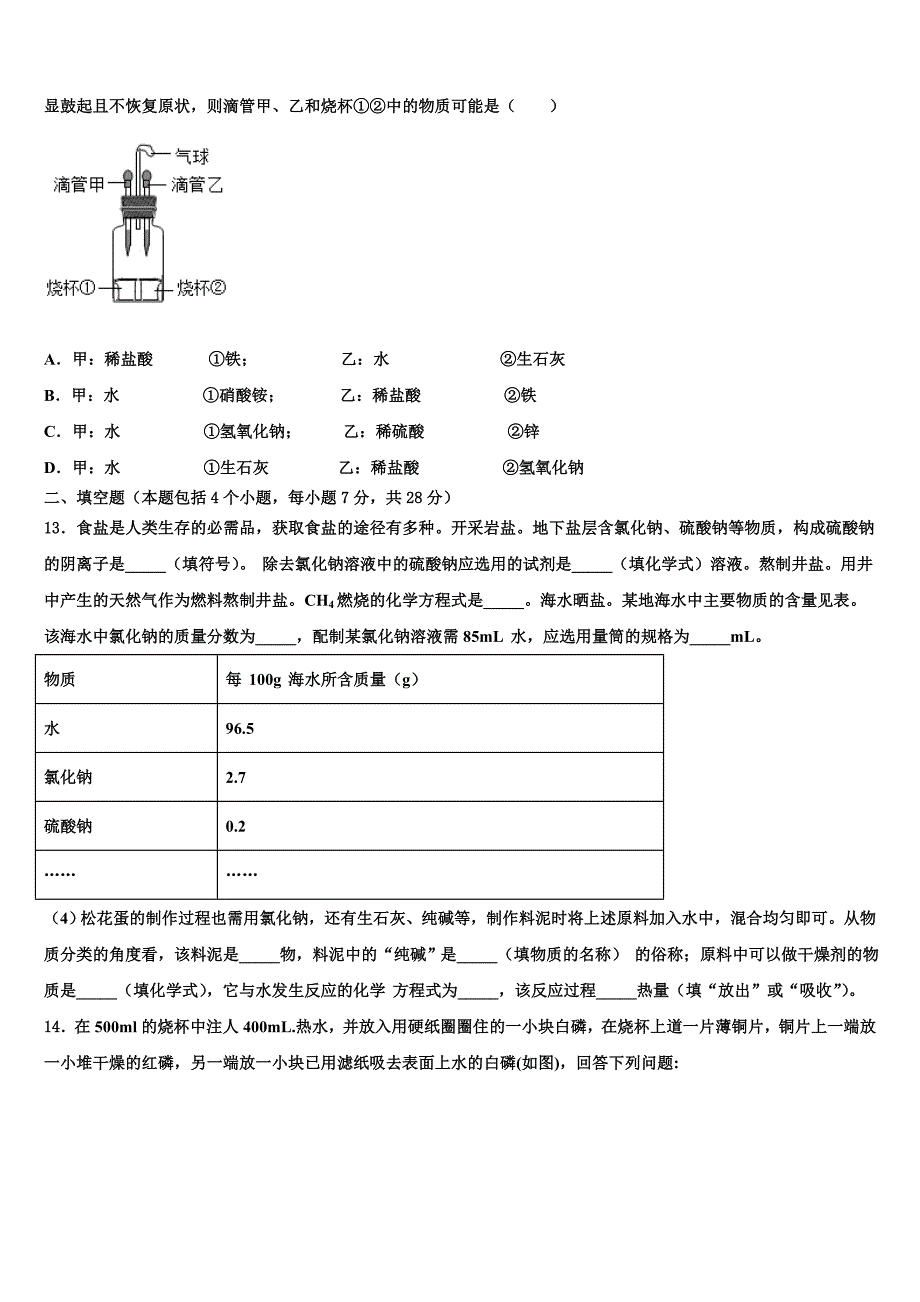 2023学年山东省潍坊市诸城市重点达标名校中考化学模拟预测试卷（含答案解析）.doc_第4页