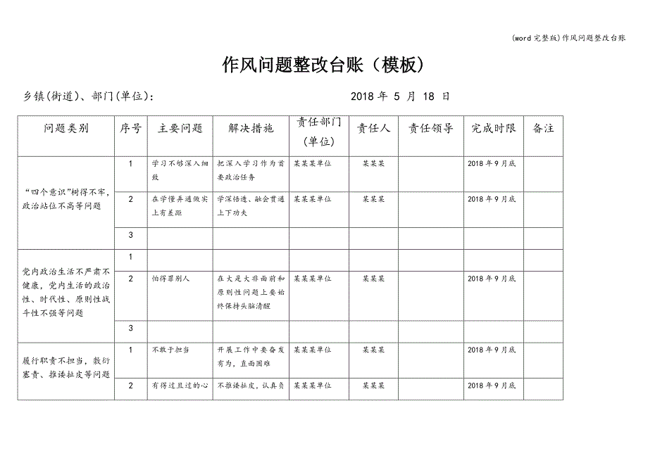 (word完整版)作风问题整改台账.doc_第1页