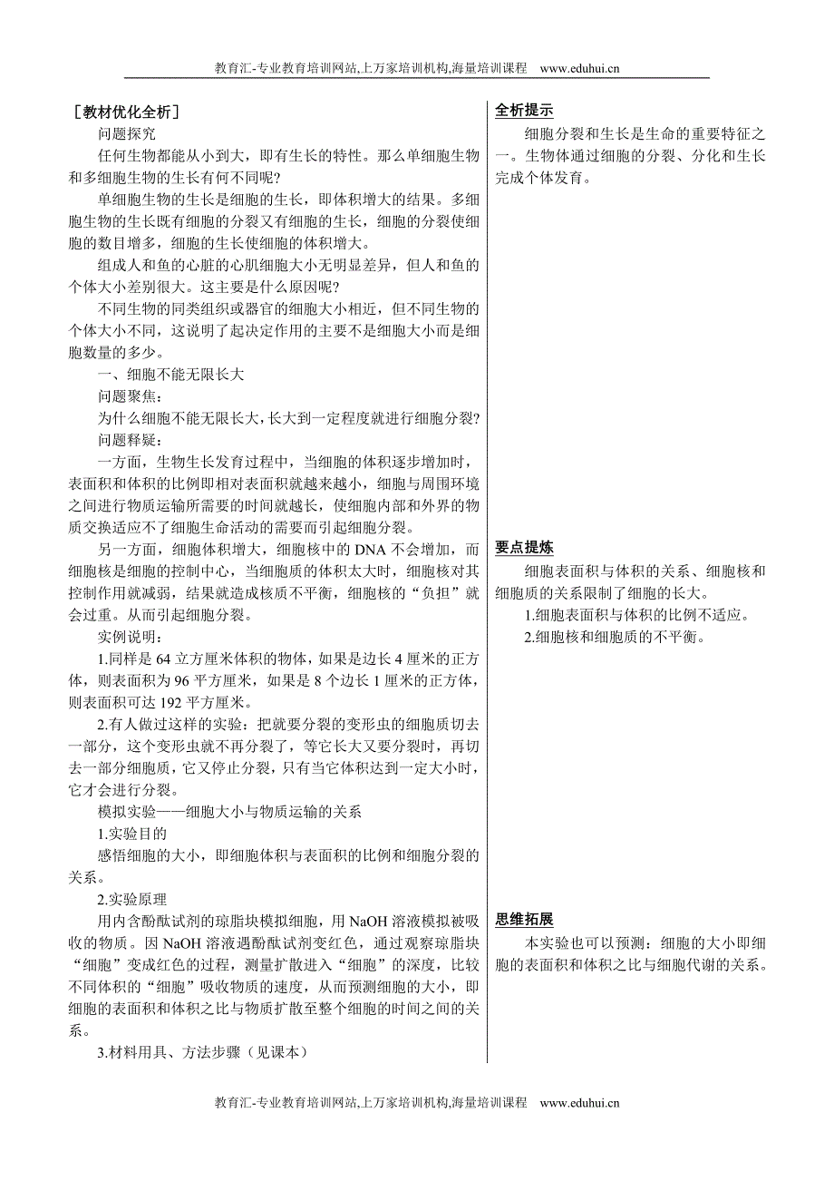 人教新课标高中生物必修一章节知识要点（细胞的增殖）.doc_第1页
