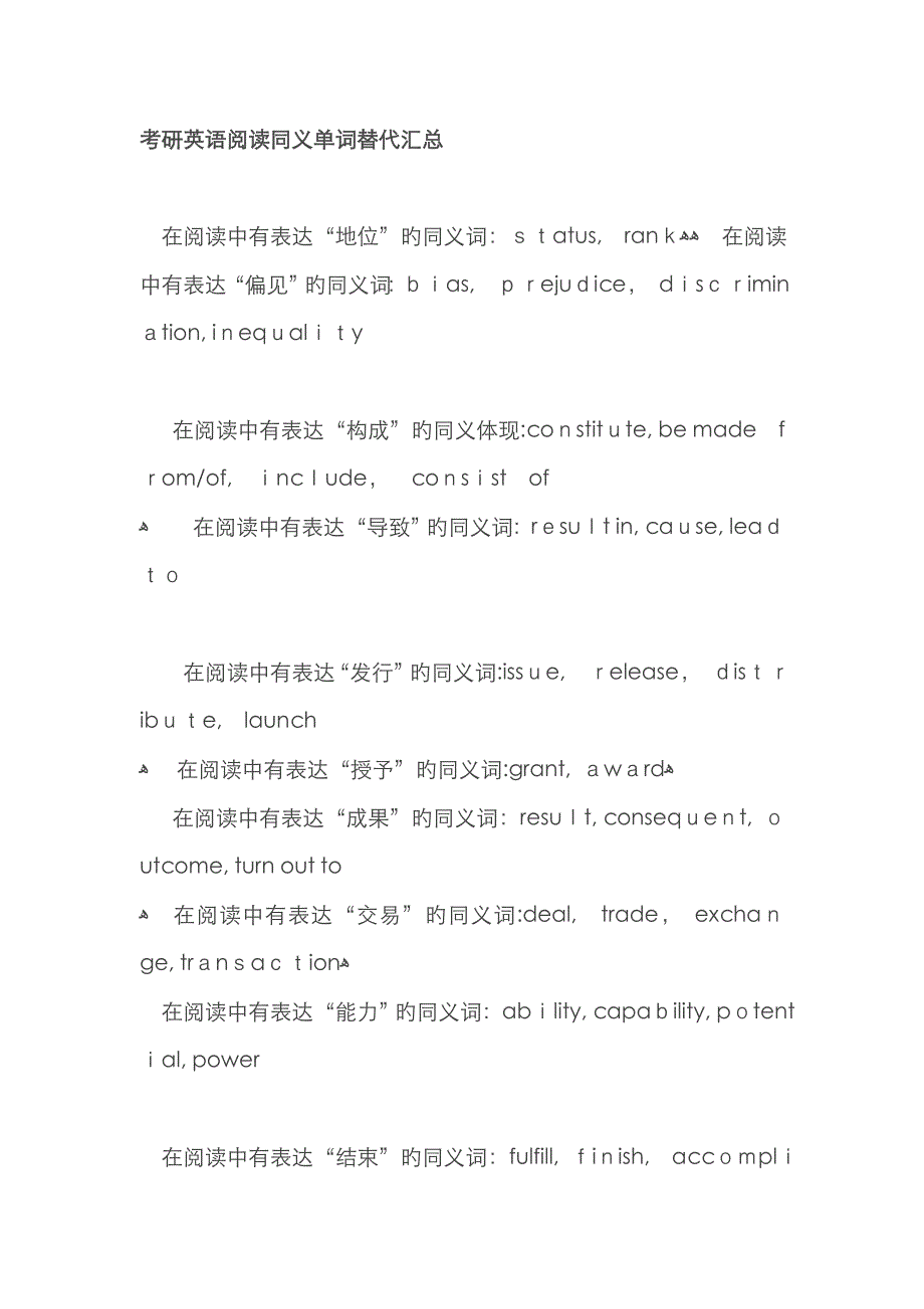 考研英语阅读同义单词替换汇总_第1页