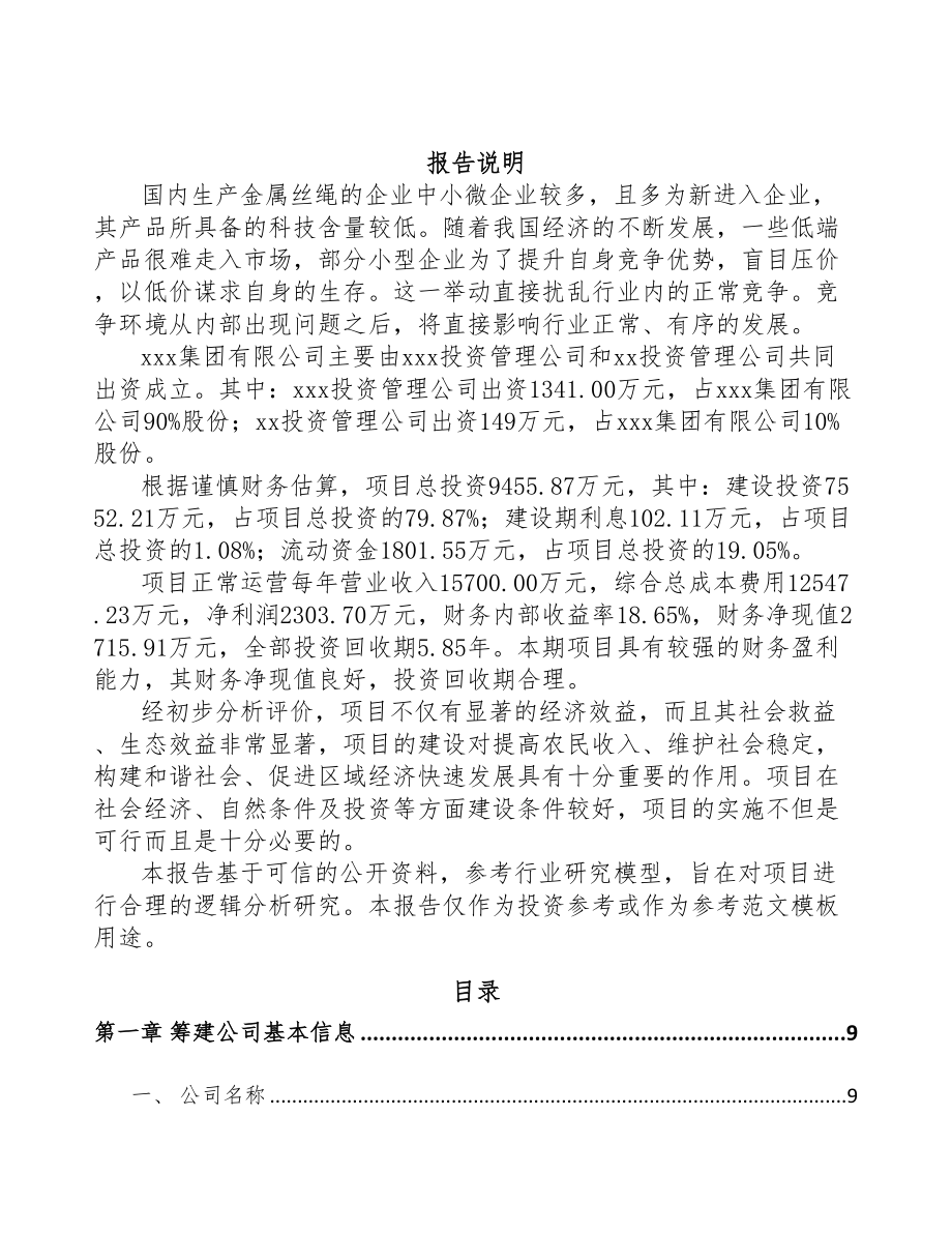 南阳关于成立金属丝绳公司可行性报告(DOC 87页)_第2页