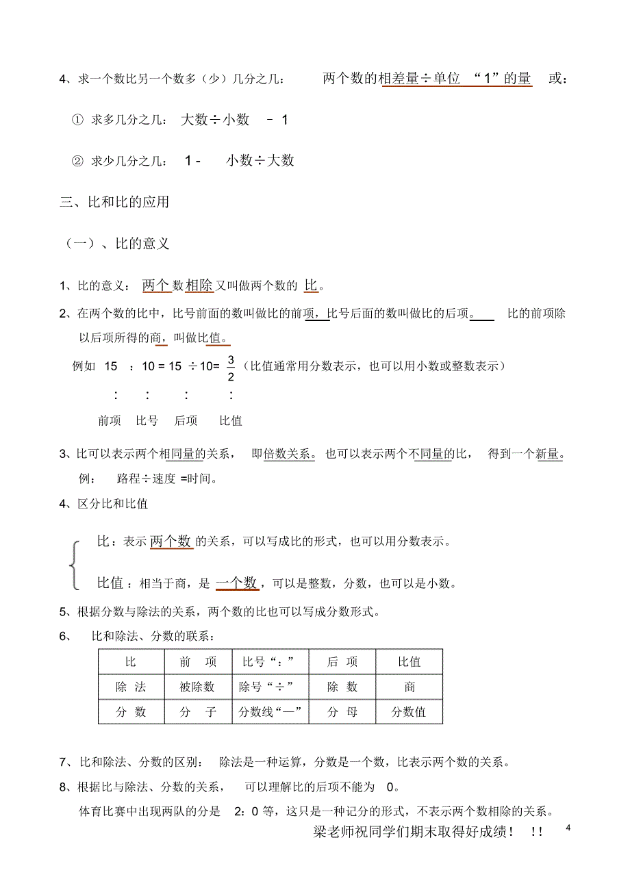 人教版六年级上册数学知识点整_第4页