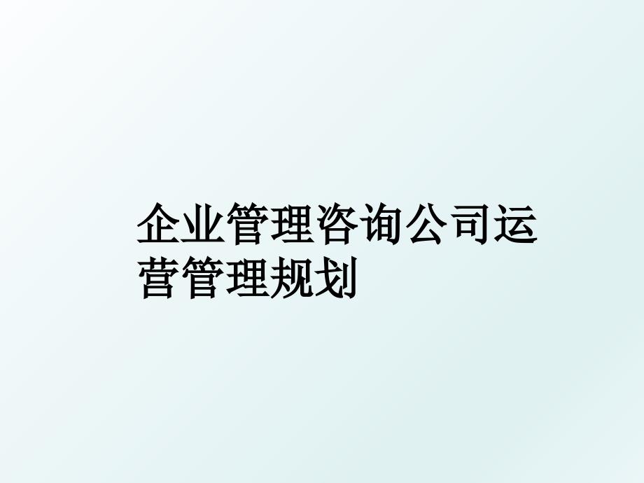 企业咨询公司运营规划_第1页