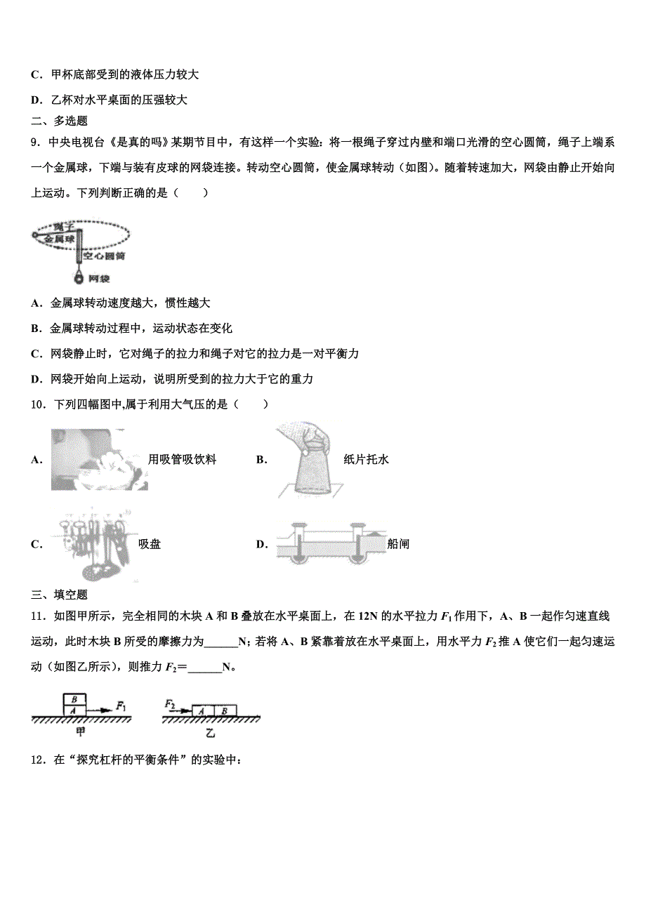 湖南省常德市芷兰实验学校2023学年物理八年级第二学期期末统考模拟试题（含解析）.doc_第3页