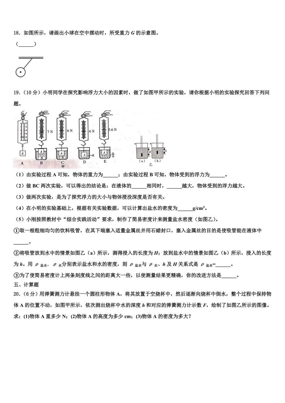 湖南省常德市芷兰实验学校2023学年物理八年级第二学期期末统考模拟试题（含解析）.doc_第5页