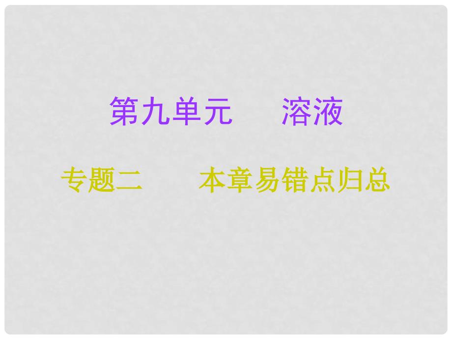 九年级化学下册 第9单元 溶液 专题二 本章易错点归总课件 （新版）新人教版_第1页