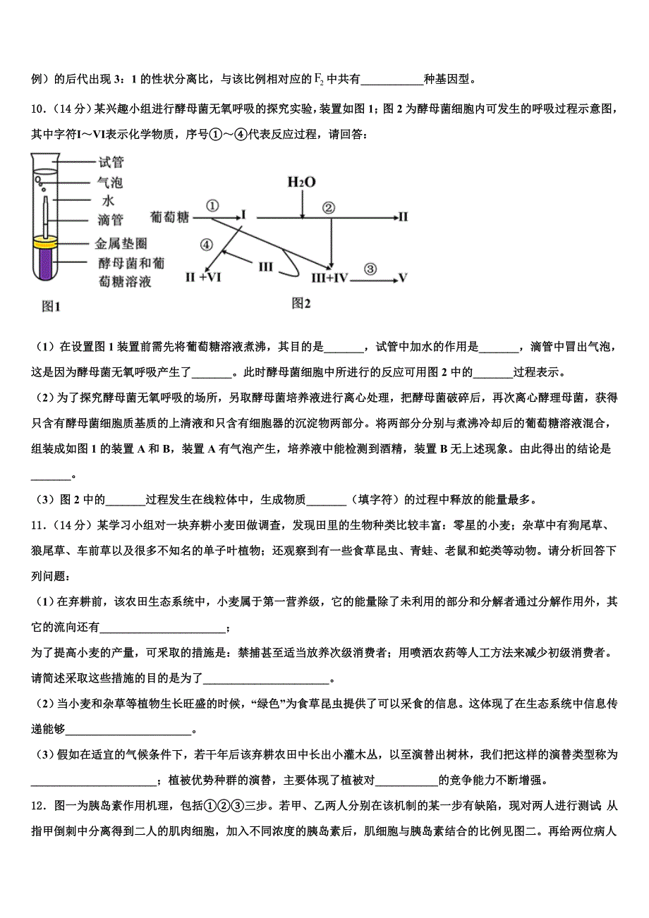 2023学年四川省自贡市富顺县二中高三适应性调研考试生物试题((含答案解析））.doc_第4页