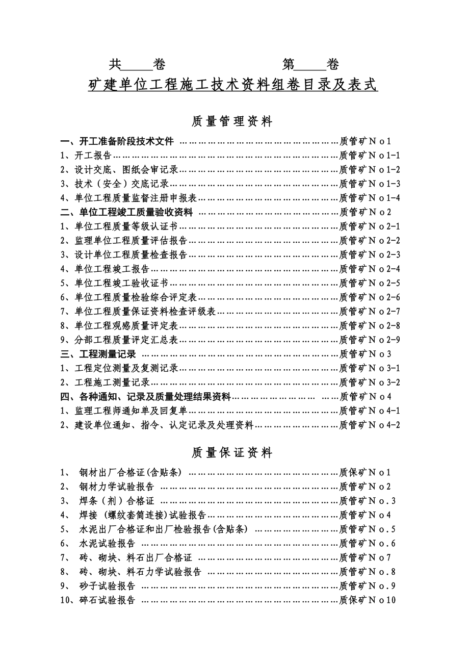 1[1].矿建单位工程施工技术资料组卷目录及表式_第2页