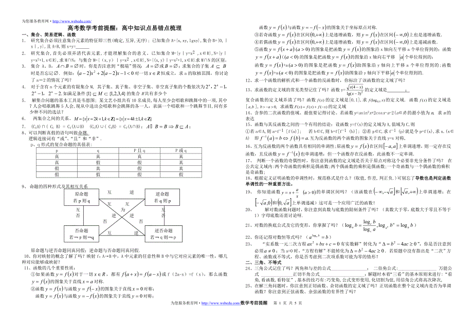 高考数学考前提醒.doc_第1页