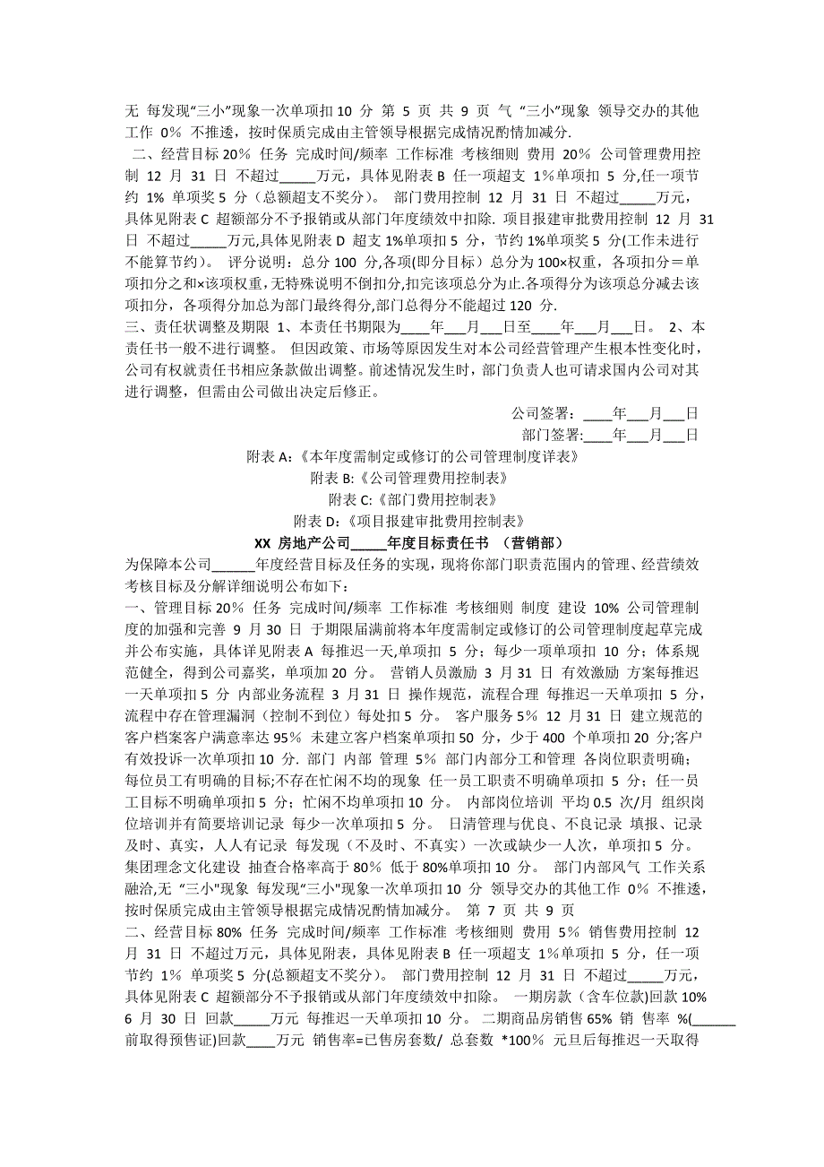 房地产公司绩效考核管理办法及年度绩效目标考核责任书_第3页