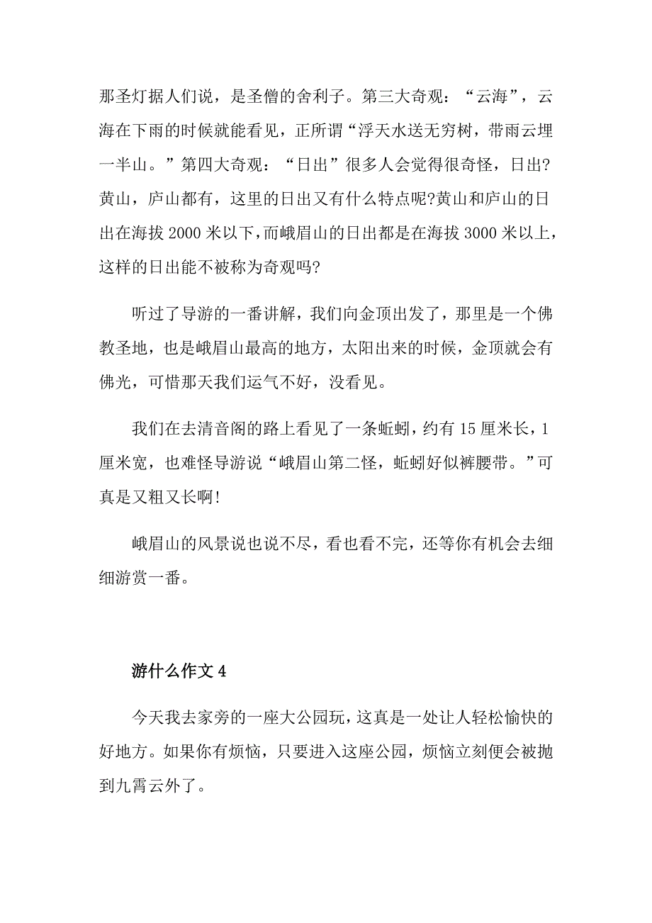 游什么四年级单元作文400字_第4页