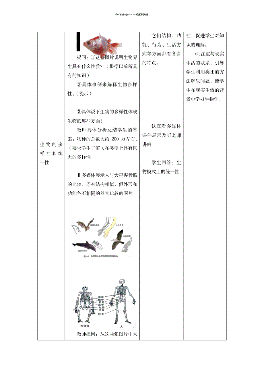 《生物的多样性,统一性与进化》教学设计_中学教育-中学课件_第4页