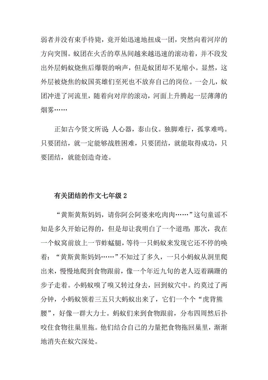 有关团结的作文七年级5篇_第2页