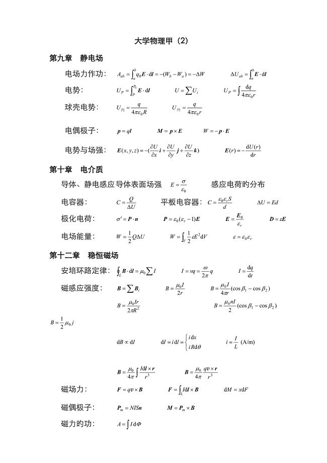 2022年大学物理要点归纳.doc