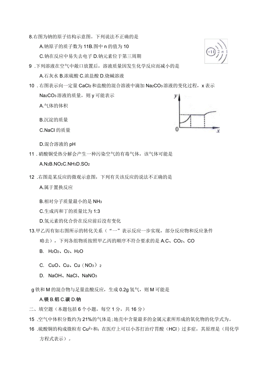 2017年河南省中招考试化学试卷及答案_第2页