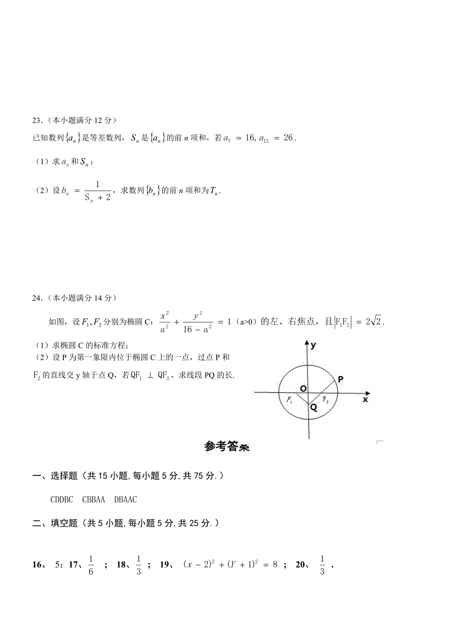 数学真题2020年广东省3证书高职高考数学试卷及参考答案(供参考)_第4页