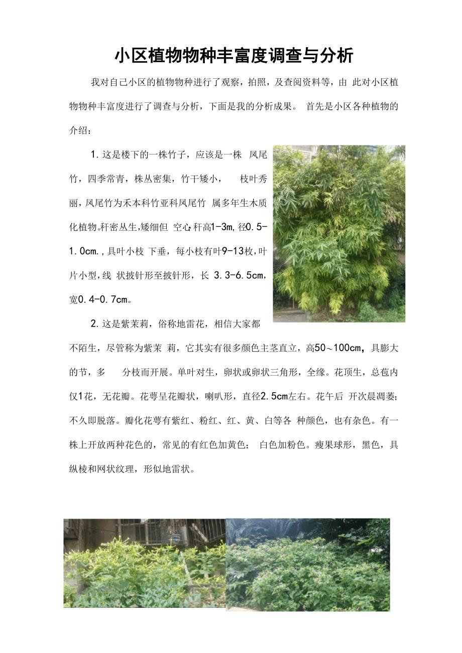 小区植物物种丰富度调查与分析_第1页