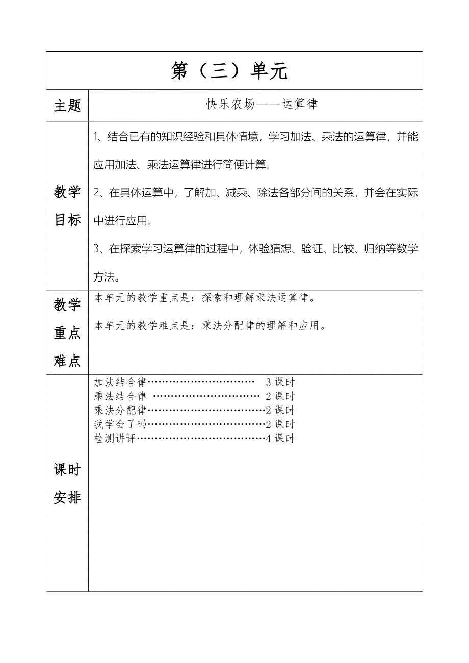 青岛版四年级上册第三单元备课_第1页