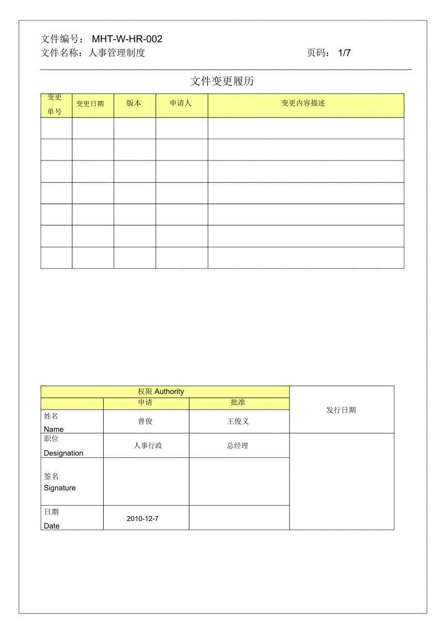 食品公司人事管理程序_第1页