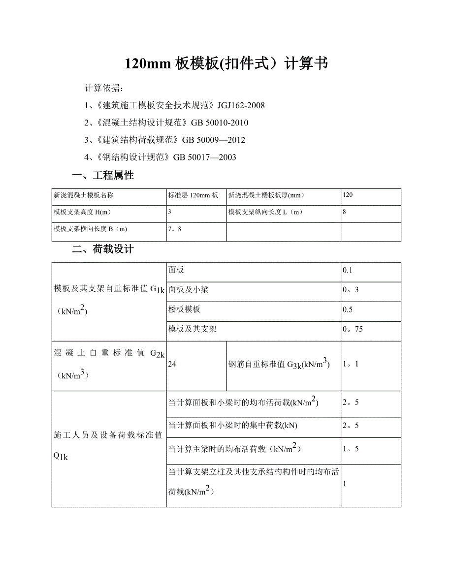 支模架板模板(扣件式)计算书施工方案_第1页