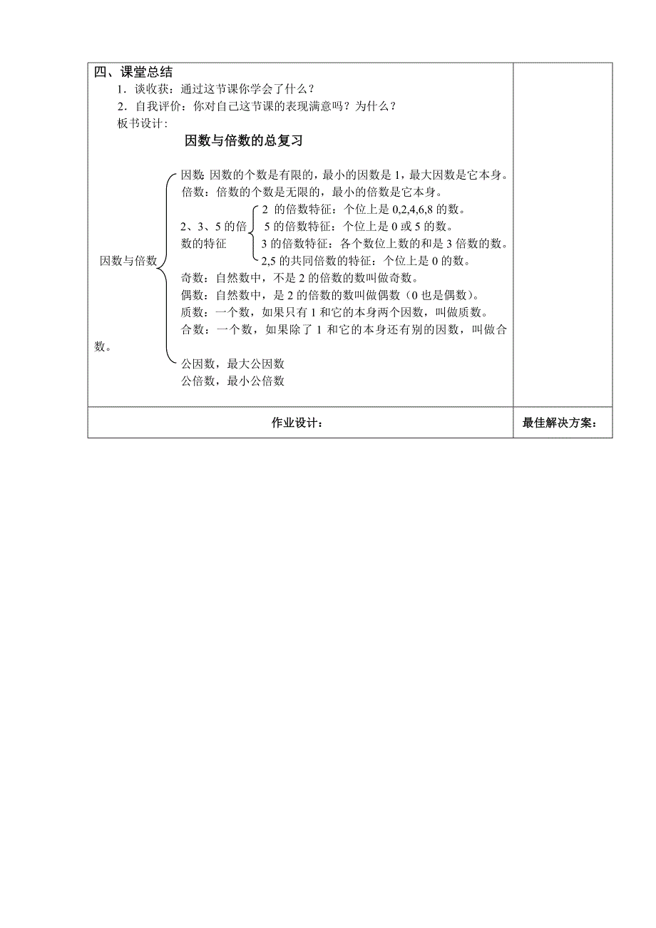 五年级数学下因数与倍数的总复习教案教学设计_第4页