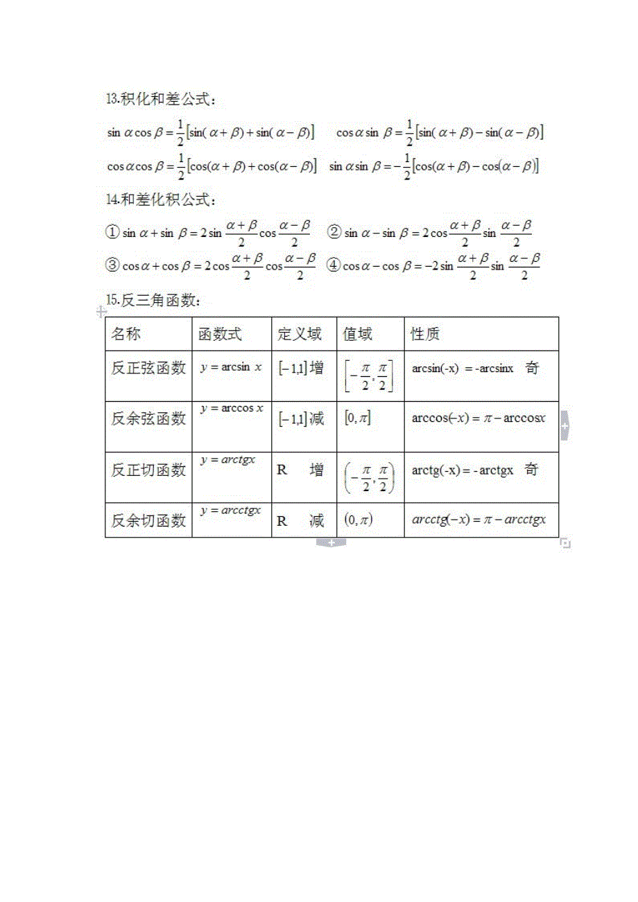 高中数学三角函数公式总表_第4页