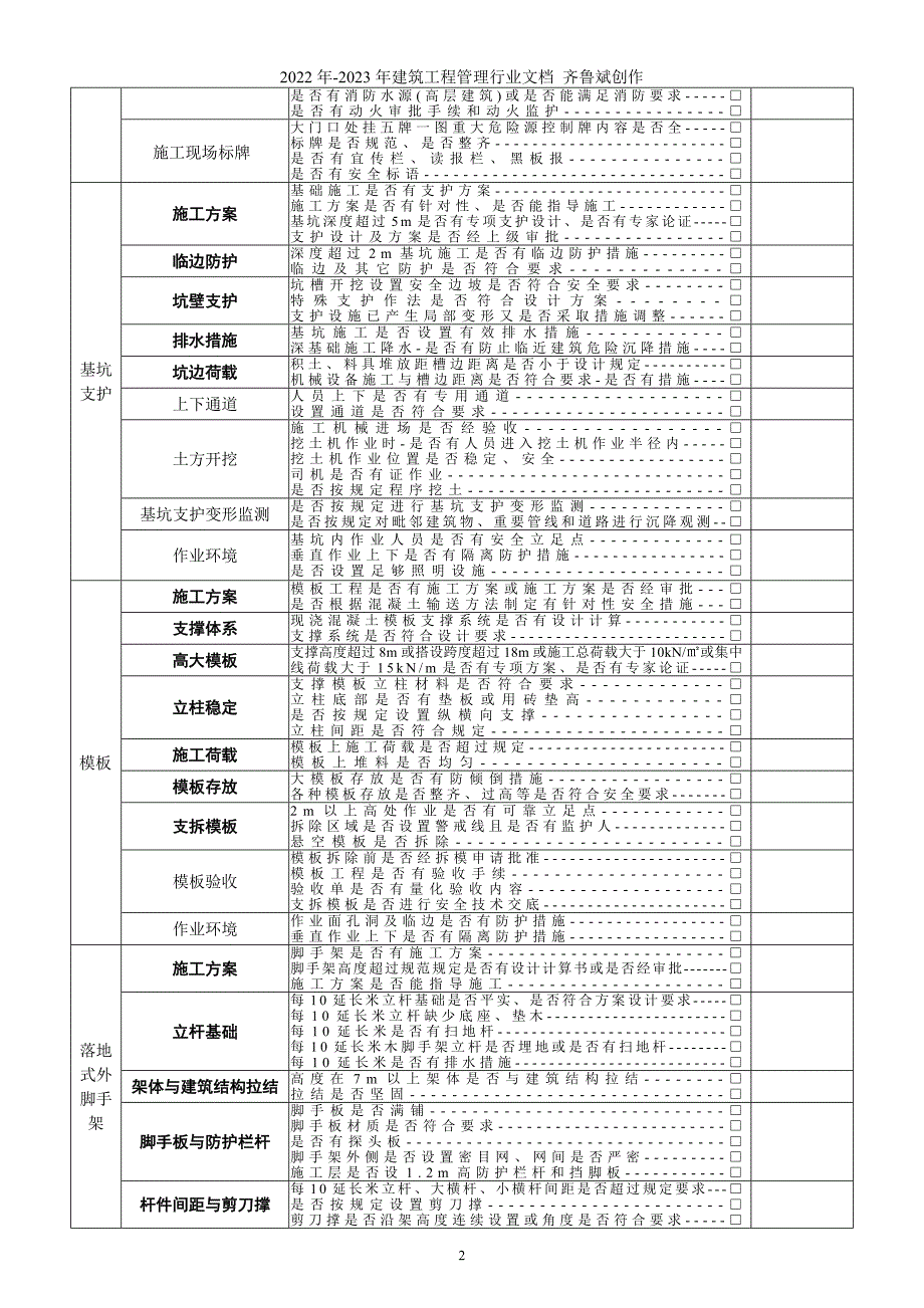 施工现场安全检查表_第2页