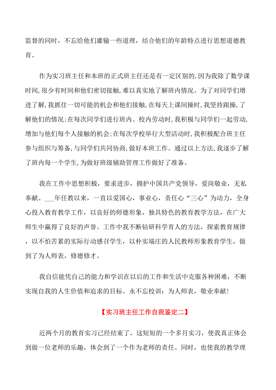 实习班主任工作自我鉴定_第2页