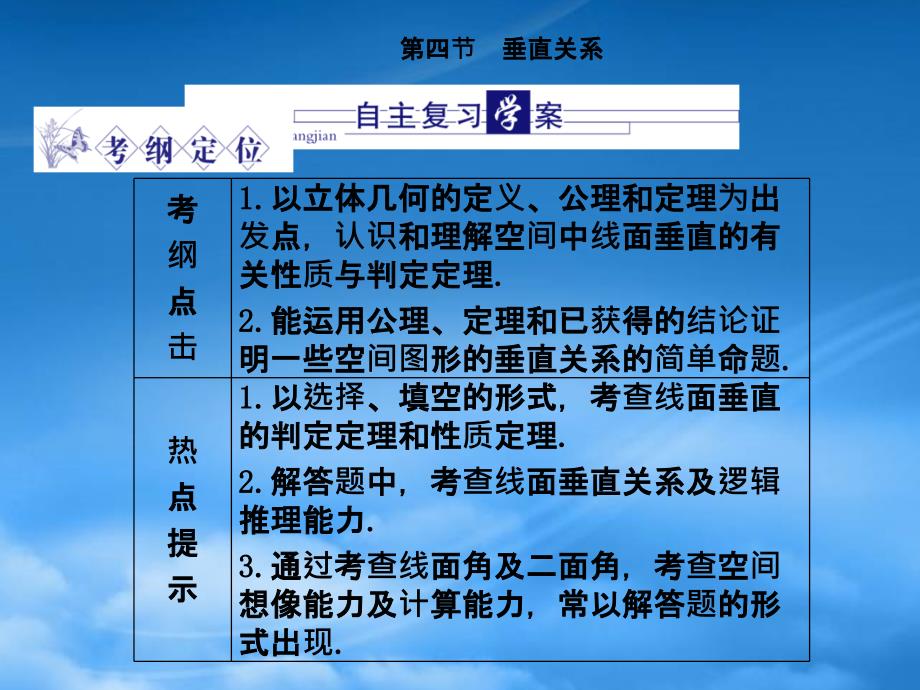 年龙门高三数学第五篇第四节垂直关系课件理北师大_第1页